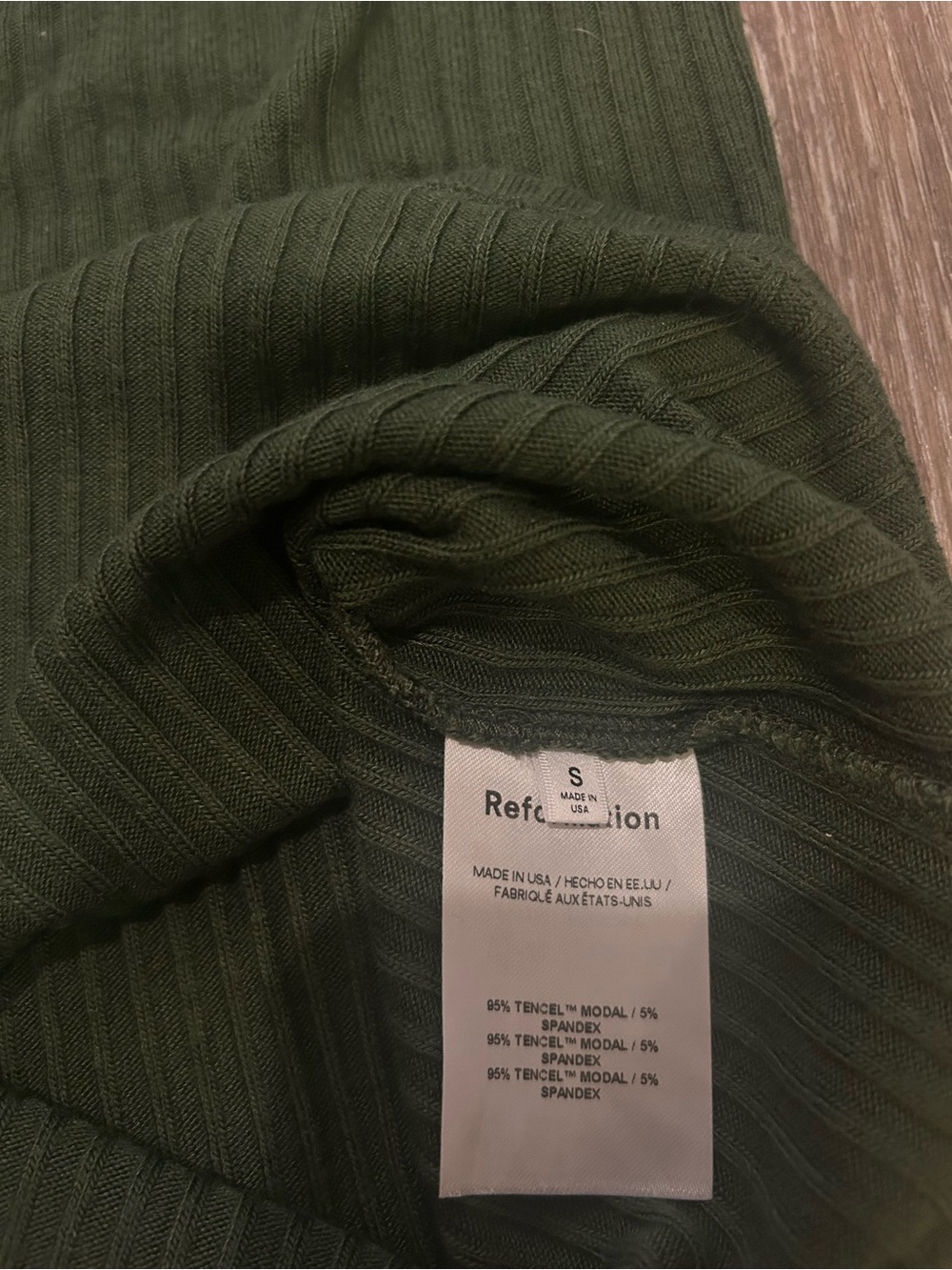 Reformation Olive Green Ribbed Top - Picture 2 of 3